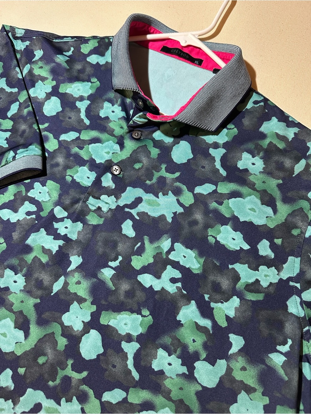 Greyson Men’s Golf Tour Floral Camo Polo Shirt in Abyss